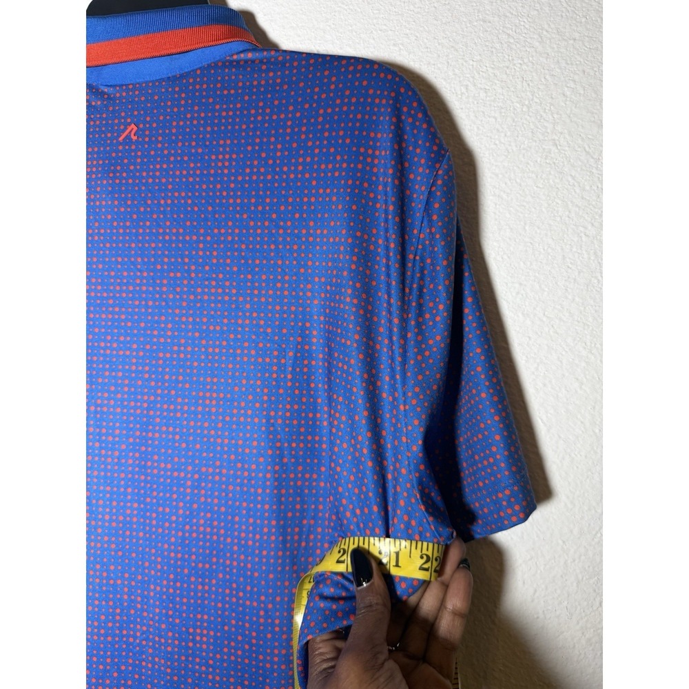 Redvanly Golf Polo Shirt Men's Med Blue Red Dots Geometric Performance Stretch‎ - Picture 10 of 10